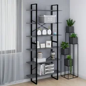 shumee vidaXL Visoka knjižna omara siva 100x30x210 cm masivni borov les