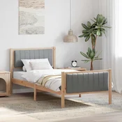 Okvir kreveta s uzglavljem Smeda i svijetlo siva 90 x 200 cm