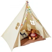 VEVOR Otroška igralna šotor teepee 118x118x143 cm bež