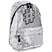 Šolska torba, nahrbtnik z bleščicami Spirit: Hashtag Silver srebrne barve 41 x 32 x 21 cm