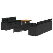 Sjedeća garnitura za vrt 10 kom. Crna poliratan 90 x 55 x 71 cm