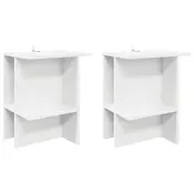 vidaXL Klubska miza 2 pcs Bela 40 x 30 x 49 cm Inženirski les