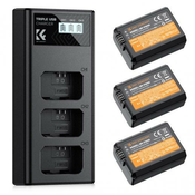 K&F NP-FW50 Camera Battery 1100mAh, 3-pack + Charger LCD display charger set