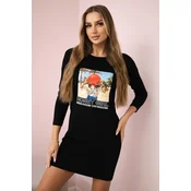 Honey girl black print dress