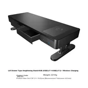 Luwei Postolje za monitor sa USB portovima, 55.4x20x15.8 cm, Crno