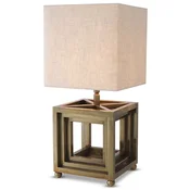 Casa Padrino luxury table lamp vintage brass/beige 30 x 30 x H. 65.5 cm - Desk lamp with square lampshade - Luxury table lamps - Luxury desk lamps - Luxury lights - Luxury desk lights