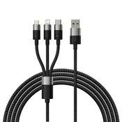 BASEUS Kabel za telefon StarSpeed 3 v 1 USB – micro USB / iPhone Lightning / USB-C, 1,2 m – črn