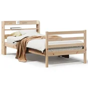 shumee vidaXL Posteljni okvir z vzglavjem 100x200 cm masiven borov les