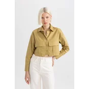 DEFACTO Crop Gabardine Long Sleeve Shirt
