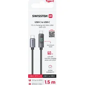 Swissten LCD kabel USB-C/USB-C 1,5M - Črn