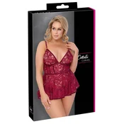Cottelli CURVES Babydoll Set Red XL - Lace & Velvet, Adjustable Fit OCV052A