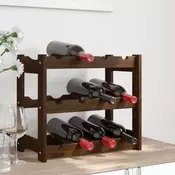 Vidaxl vidaXL Stojalo za vino za 12 steklenic rjavo, masivni borov les