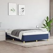 shumee vidaXL Posteljni okvir brez vzmetnice, moder, 140x200 cm, oblazinjen s tkanino