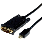 ROLINE Roline Mini-DisplayPort / VGA adapterski kabel mini DisplayPort vtič\, VGA 15-polni vtič 1.50 m črna 11.04.5976 DisplayPort kabel, (20415572)