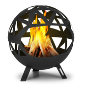 Blumfeldt Colima, ognjišče, O 66 cm, kroglaste oblike, z rešetko za oglje in pepel, geometrijska oblika (GDW27-Colima-BK)