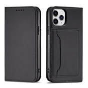 Hurtel Magnet Card etui za iPhone 12 Pro - črn, denarnica, stojalo