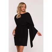 Stylove Womans Cocktail dress with a decorative cape - black
