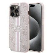 Ovitek Guess Hardcase 4G Printed Stripes MagSafe za iPhone 15 Pro - pink