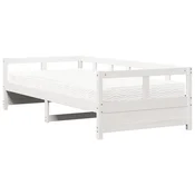 Vidaxl Dnevna postelja z vzmetnico bela 80x200 cm trdna borovina