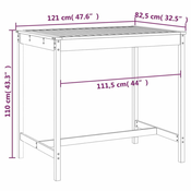 Vrtni stol 121x82,5x110 cm od masivne borovine