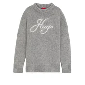 HUGO Pulover Sloguinny siva/bela