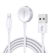 Yesido - Podatkovni kabel (CA-70) - 2v1 USB na Lightning Apple Watch 2.4A 120cm - bel