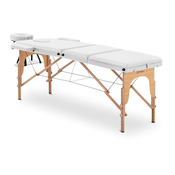 Sklopivi stol za masažu - nagnuti oslonac za noge - bukovo drvo - ekstra širok (70 cm) - bijeli