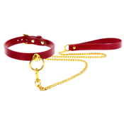 Taboom Bondage in Luxury O-Ring Collar and Chain Leash Red