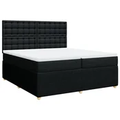 Vidaxl Box spring postelja z vzmetnico črn 200x200 cm blago