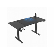 ULTRADESK Gaming miza LEVEL V2 BLUE, 140x68cm, 72-117cm, električno nastavljiva višina, z XXL podlogo za miško, pijačo in slušalkami