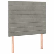 Vidaxl Vzglavje za postelje svetlo sivo 100x5x118/128 cm žametno