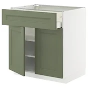 METOD / MAXIMERA Podni element s fiokom/2 vrata, bela/Axstad sivozelena, 80x60 cm