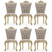 Casa Padrino luxury baroque dining chair set of 6 gray/gold - Magnificent baroque style kitchen chairs - Baroque dining room furniture - Luxury furniture baroque style