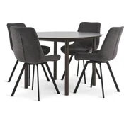 ALSTED O120 sto tamni hrast + 4 HYGUM stolice siva