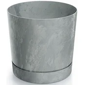 Prosperplast Plastični okrogli cvetlični lonček z betonskim podstavkom, siv, 14,8 cm, Tubo