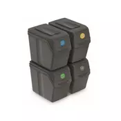 eoshop Komplet 4 košev za ločevanje odpadkov Sortibox I, sivi kamen, 4x20 L