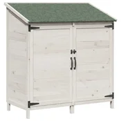 Vidaxl Vrtno skladišče Bela 106,5 x 56 x 113,5 cm Trdna smreka