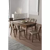 HANAH HOME Rasklopivi trpezarijski sto i stolice (7 delova) Exve Baroque Cappuccino