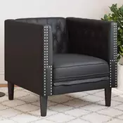 Vidaxl vidaXL Chesterfield fotelj, črne barve, oblazinjen v umetno usnje