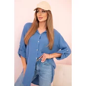 Kesi Włoski Cotton muslin shirt oversize dark denim