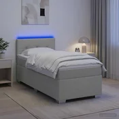 vidaXL Postelja s pomičnim okvirjem, vzmetnico in LED Svetlo siva