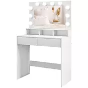Homestar Toaletna mizica z LED ogledalom 80x40x135 cm bela