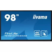 iiyama TE9812MIS-B3AG javni prikazovalnik Oblika reklamnega kioska 2,49 m (98) LCD Wi-Fi 400 cd/m2 4K Ultra HD Črna Zaslon na dotik Vgrajeni procesor Android 11 24/7