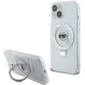 Karl Lagerfeld Stojalo za prstan Karl Lagerfeld Karl Head MagSafe ovitek za iPhone 15, bel