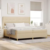 vidaXL vidaXL Box Spring postelja z vzmetnico in LED krem 200x200 cm tkanina, (22049510)