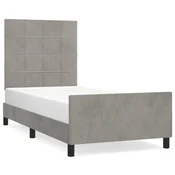 Vidaxl Posteljni okvir brez vzmetnice svetlo siv 90x190 cm žamet