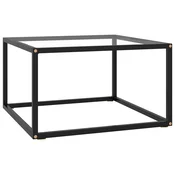 Vidaxl Klubska mizica črna s kaljenim steklom 60x60x35 cm