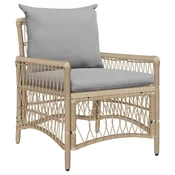 Vidaxl Vrtni Stol z blazino Bež 73 x 61 x 77 cm poli ratan