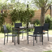 vidaXL vidaXL Set 3 Črna PE ratan in prašno lakirano jeklo 54x62.5x89 cm, (22087940)