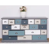 Casa Padrino country style chest of drawers gray/multicolored 180 x 48 x H. 95 cm - Solid wood cabinet with 19 drawers - Country style furniture - Furniture in country style